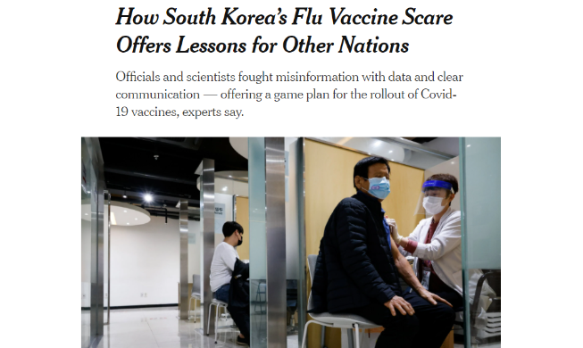 New York Times: Hàn Quốc giảm bớt nỗi lo của công chúng về vắc xin cúm thông qua giao tiếp tích cực