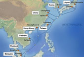 Khai thông đường dây cáp quang chìm dưới biển kết nối 9 nước trong khu vực Đông Á