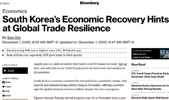 “Sự phục hồi kinh tế của Hàn Quốc cho thấy khả năng phục hồi của thương mại toàn cầu”