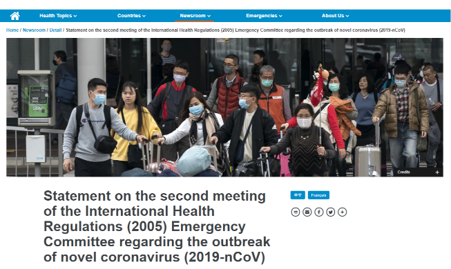 Dịch virus corona lây lan, WHO tuyên bố tình trạng khẩn cấp ý tế toàn cầu