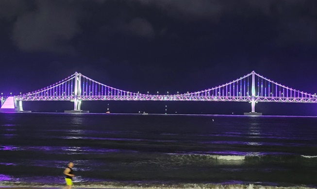 Thành phố biển Busan được thắp sáng màu tím rực rỡ trước concert của BTS