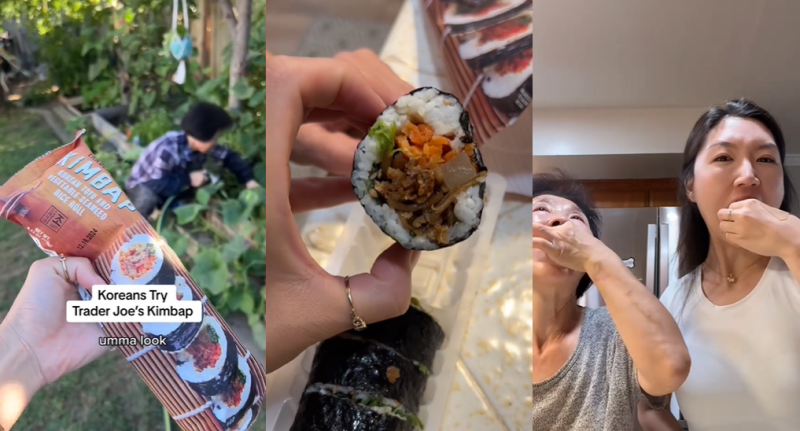 Video thưởng thức Gimbap đông lạnh của với mẹ được Tiktoker Sarah Ahn đăng tải lên mạng xã hội vào ngày 16/8 vừa qua. (Ảnh: Chụp màn hình trên kênh TikTok của Sarah Ahn)