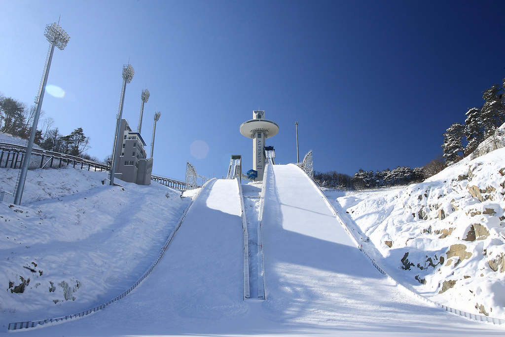 Trung tâm Alpensia Ski Jumping, huyện Pyeongchang-gun, tỉnh Gangwon-do. (Ảnh: Tài khoản flickr của Thế vận hội Olympic PyeongChang 2018)