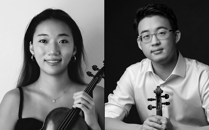 Elli Choi (bên trái) và Julian Rhee, 2 nghệ sĩ violin người Mỹ gốc Hàn đã lần lượt xếp ở vị trí thứ 3 và 5 trong Cuộc thi âm nhạc Nữ hoàng Elisabeth diễn ra ở thủ đô Brussels vào ngày 2/6/2024 (giờ Bỉ). (Ảnh: Yonhap News) 