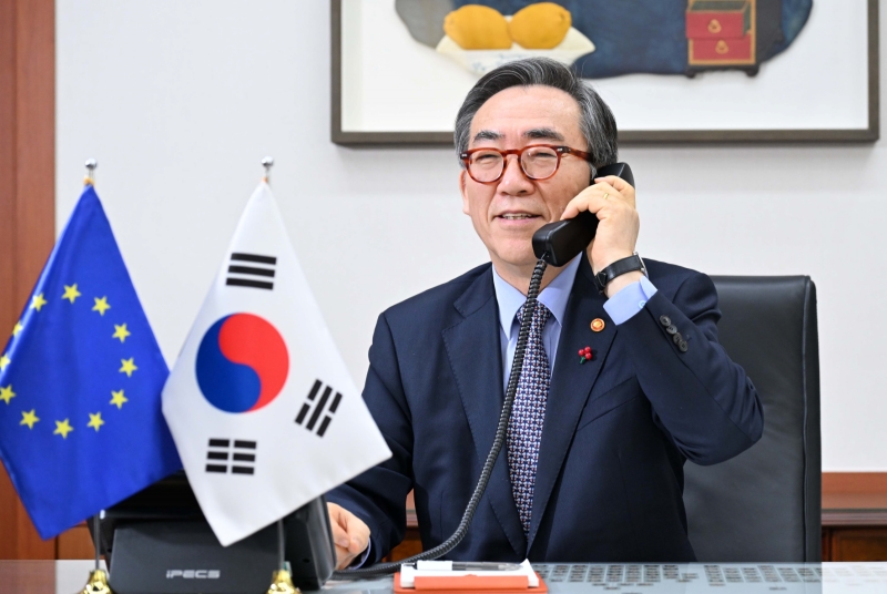 Bộ trưởng Bộ Ngoại giao Hàn Quốc Cho Tae-yul đã có cuộc điện đàm với Đại diện cấp cao về chính sách đối ngoại và an ninh của Liên minh châu Âu (EU) Kaja Kallas vào ngày 22/1/2025. (Ảnh: Bộ Ngoại giao Hàn Quốc)