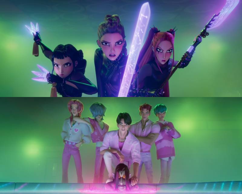 HUNTR/X và Saja Boys, hai nhóm nhạc K-pop ảo từ bộ phim hoạt hình “KPop Demon Hunters” của Netflix, sẽ tranh giải tại lễ trao giải K-World Dream Awards 2025 được tổ chức tại Nhà thi đấu trong nhà Jamsil, quận Songpa-gu, thành phố Seoul vào ngày 21 tháng 8. (Ảnh: Trang Facebook chính thức của Sony Pictures Animation)
