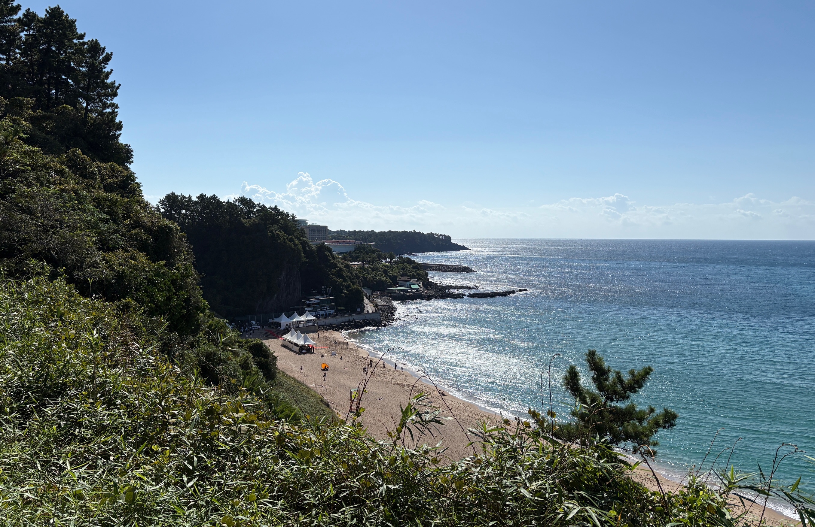B&atilde;i biển Jungmun Saekdal, th&agrave;nh phố Seogwipo, đảo Jeju. V&ugrave;ng biển xung quanh được chỉ định l&agrave; nơi thả r&ugrave;a biển v&igrave; dễ d&agrave;ng tiếp cận Th&aacute;i B&igrave;nh Dương, m&ocirc;i trường sống ch&iacute;nh của c&aacute;c lo&agrave;i r&ugrave;a biển. (Ảnh: Charles Audouin / Korea.net)