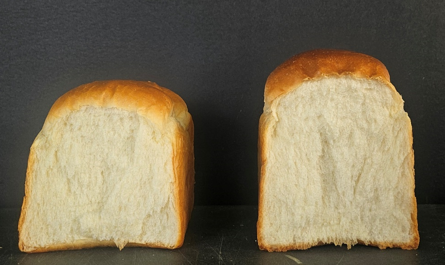 Cục Phát triển Nông thôn Hàn Quốc (RDA) đã phát triển giống lúa mì “Irum” với công nghệ nhân giống nhanh. Ảnh phải là bánh mì làm từ giống lúa mì “Irum” và ảnh trái là bánh mì làm từ giống lúa mì “Baekkang”. (Ảnh: Cục Phát triển Nông thôn Hàn Quốc)