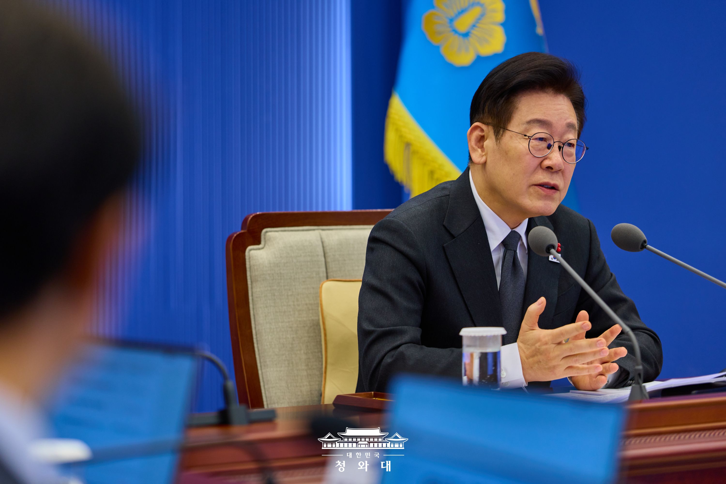 Tổng thống Hàn Quốc Lee Jae Myung đã có bài phát biểu trong cuộc họp cấp thư ký và trợ lý cấp cao lần thứ 21 diễn ra tại Phủ Tổng thống Cheong Wa Dae (Nhà Xanh) ở quận Jongno-gu, thành phố Seoul vào ngày 29/1/2026. (Ảnh: Phủ Tổng thống Cheong Wa Dae - Nhà Xanh)