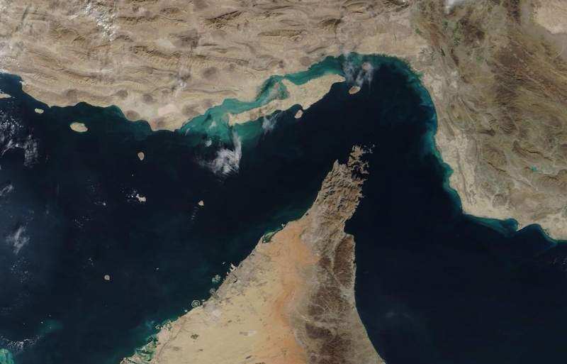 Ảnh vệ tinh eo biển Hormuz. (Nguồn: NASA)