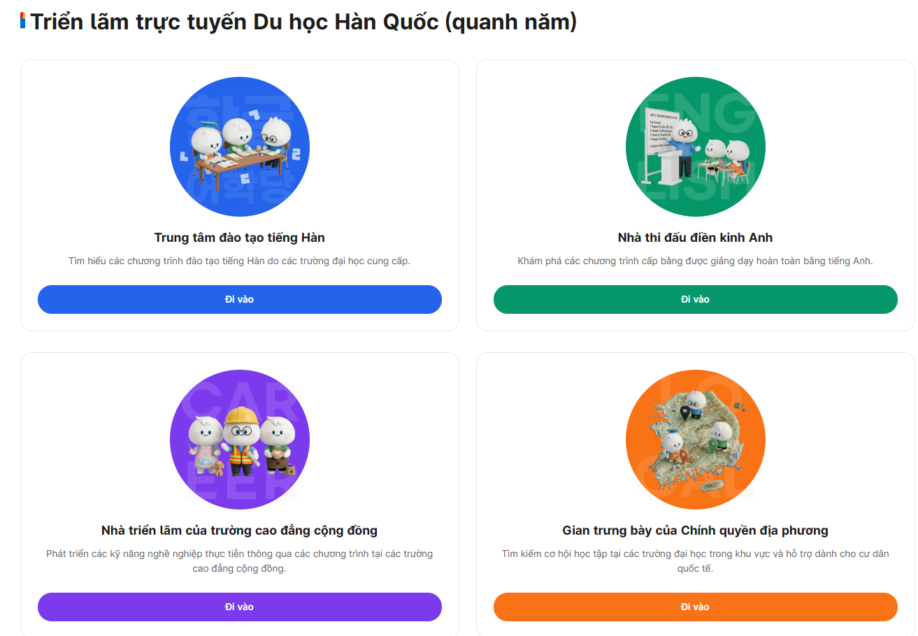 Gian quảng bá trực tuyến cung cấp thông tin du học Hàn Quốc cho du học sinh tiềm năng ở nước ngoài đã được đưa vào trang web Study in Korea. (Ảnh chụp từ trang web Study in Korea)