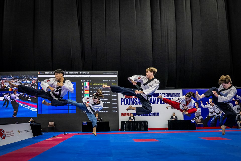 C&aacute;c vận động vi&ecirc;n tham dự Giải v&ocirc; địch Taekwondo Poomsae Thế giới 2024 tổ chức tại Hong Kong. (Ảnh: Trang web ch&iacute;nh thức của Giải v&ocirc; địch Taekwondo Poomsae Thế giới)