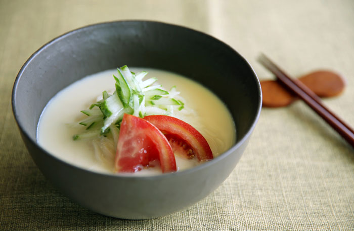 Kongguksu is characterized by a white, nutty soybean milk broth. It is also a good dish for summer as it is highly nutritious and keeps people healthy during the hot weather.