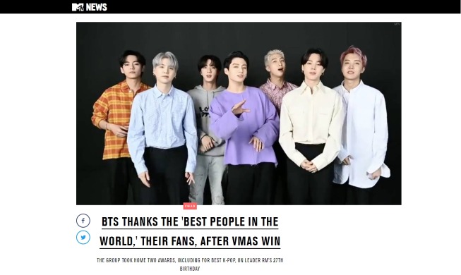 Nhóm BTS mang về 3 giải quan trọng tại lễ trao giải MTV VMAs 2021