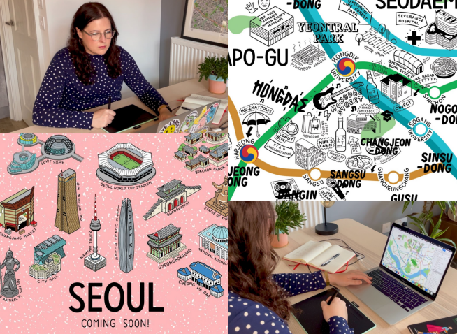 Họa sĩ bản đồ người Anh và nỗ lực đưa thành phố Seoul trở nên sống động qua bản đồ minh họa