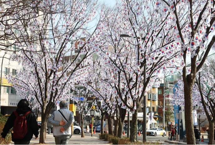 Tưởng niệm tháng Ba giữa biển cờ Thái Cực