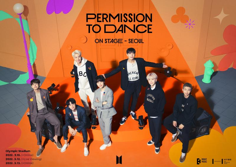 Nhóm nhạc K-pop BTS vào ngày 10 tháng 3 sẽ tổ chức concert trực tiếp “Permission to Dance on Stage - Seoul” tại Sân vận động Olympic Jamsil ở quận Songpa-gu, Seoul. (Ảnh: Trang Facebook chính thức của Big Hit Music)