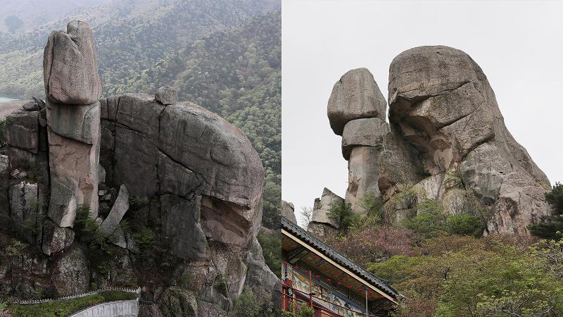 Những tảng đá khổng lồ có hình thù kỳ dị nằm trong và xung quan ngôi đền Phật giáo Geumwangsa. (Ảnh: Lee Jun Young / Korea.net)